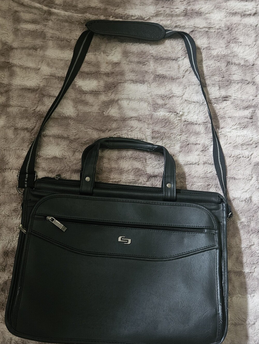 Solo New York Men's Black Laptop Briefcase with Shoulder Strap